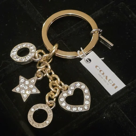 ⭐️Coach Star, Heart, & Circles Rhinestone Key Ring/Keychain/Bag Charm - Picture 4 of 8